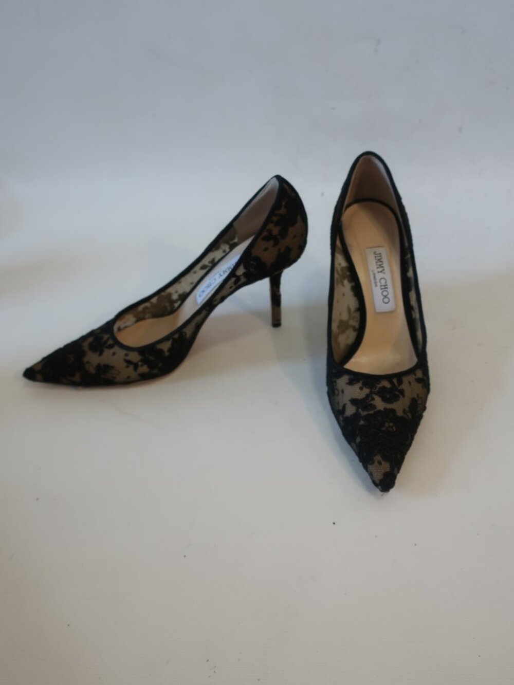 Women Jimmy Choo Black, Nude Lace High Heel Pumps 38  EU/US 8 - Picture 3 of 9